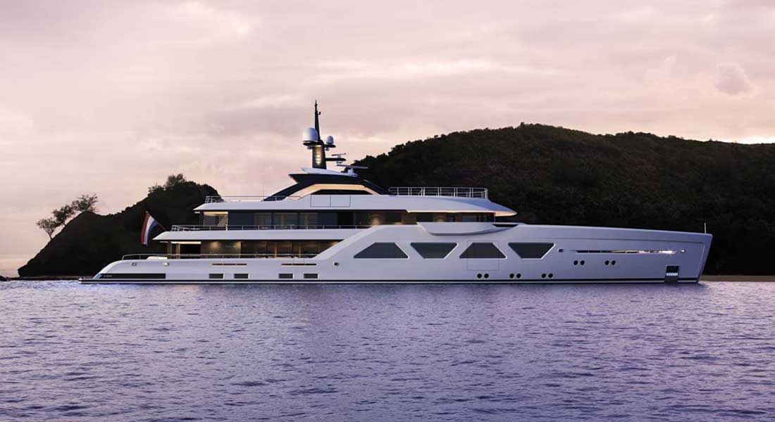 A yacht on the Mediterranean at sunset